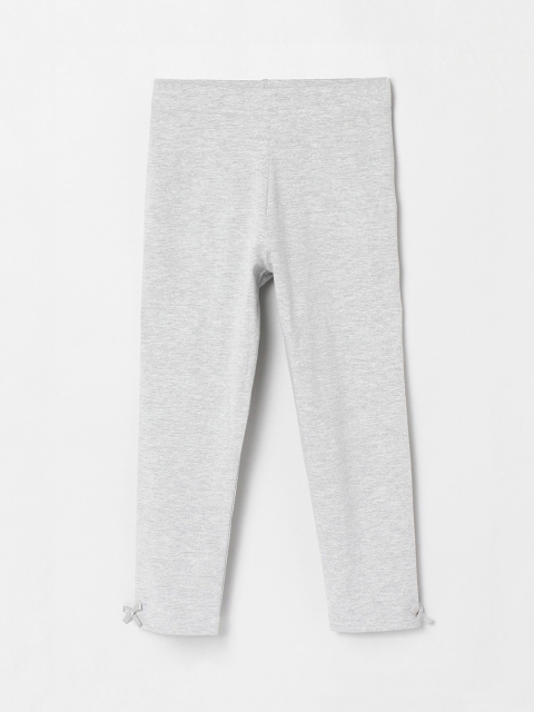 

max Girls Grey Melange Solid Ankle-Length Leggings