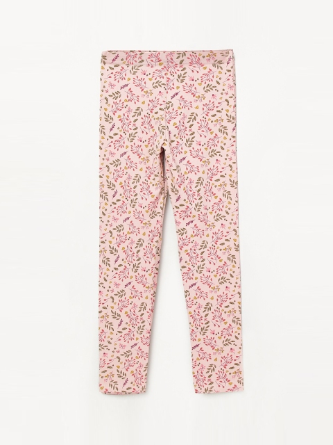 

max Girls Pink & Yellow Printed Ankle Length Leggings