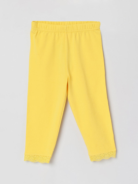 

max Girls Yellow Solid Ankle-Length Leggings