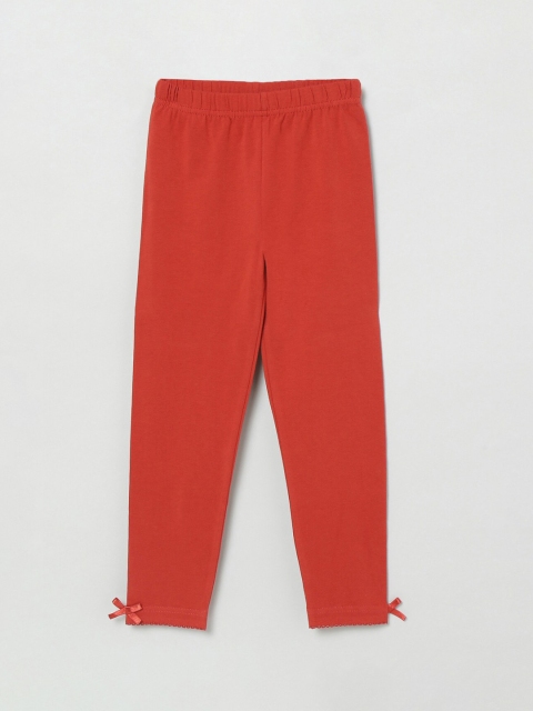 

max Girls Red Solid Ankle-length Leggings