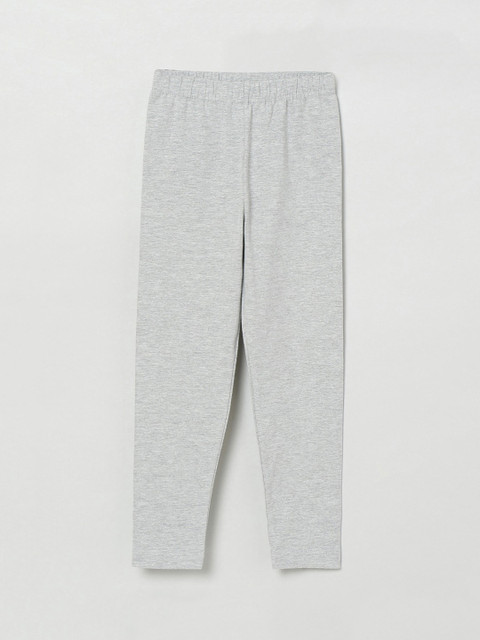 

max Girls Grey Solid Ankle-Length Leggings