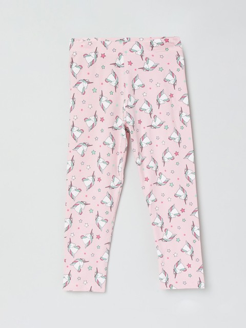 

max Girls Pink & Green Printed Ankle-Length Leggings