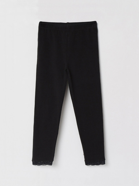

max Girls Black Solid Ankle-Length Leggings