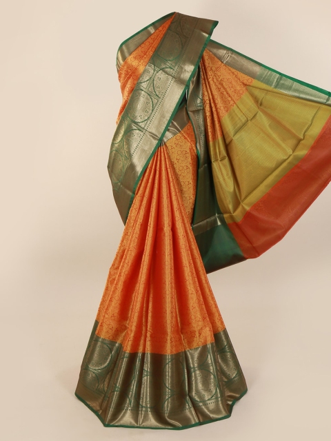 

Pothys Orange Woven Design Cotton Blend Saree with Zari Border