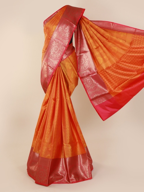 

Pothys Orange Woven Design Cotton Blend Saree with Zari Border