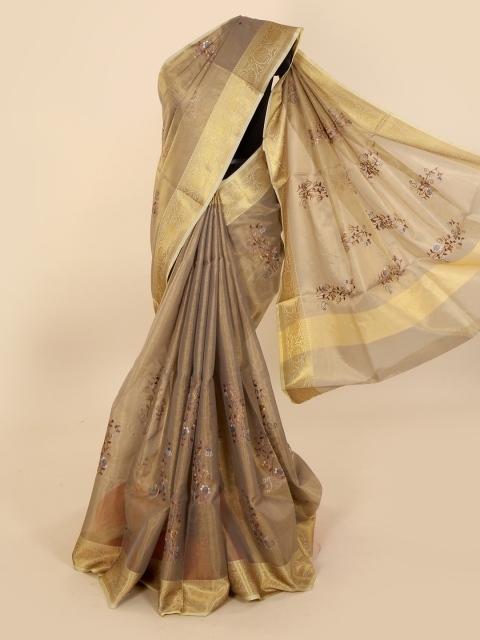 

Pothys Brown & Gold-Coloured Tissue Woven Design Saree