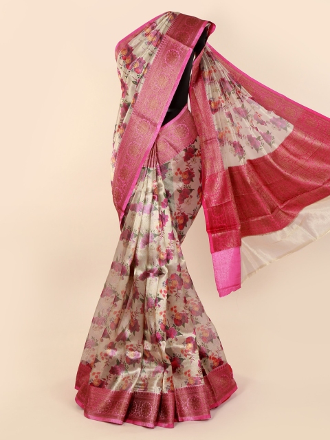 

Pothys Beige Printed Tissue Saree