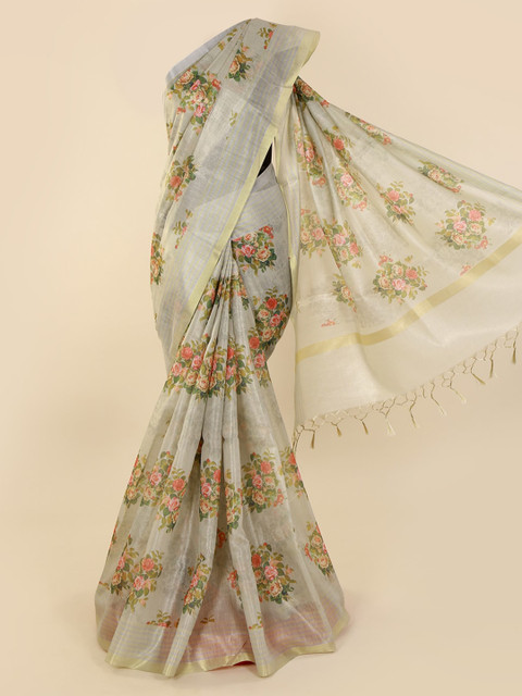

Pothys Beige Printed Tissue Saree