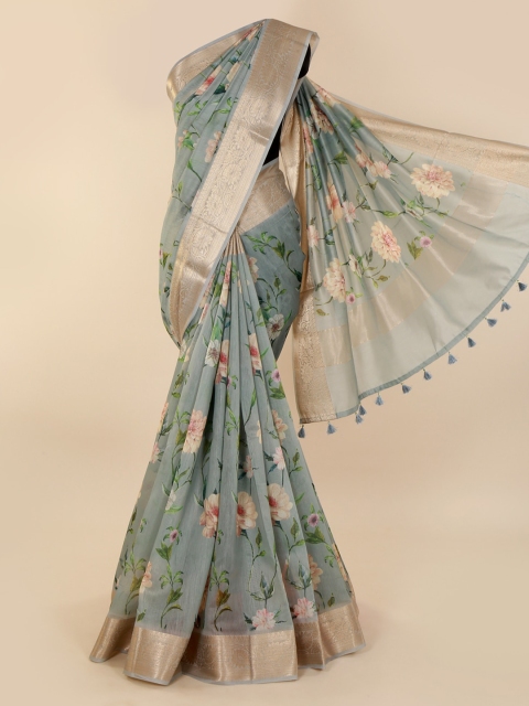 

Pothys Grey Printed Cotton Blend Saree
