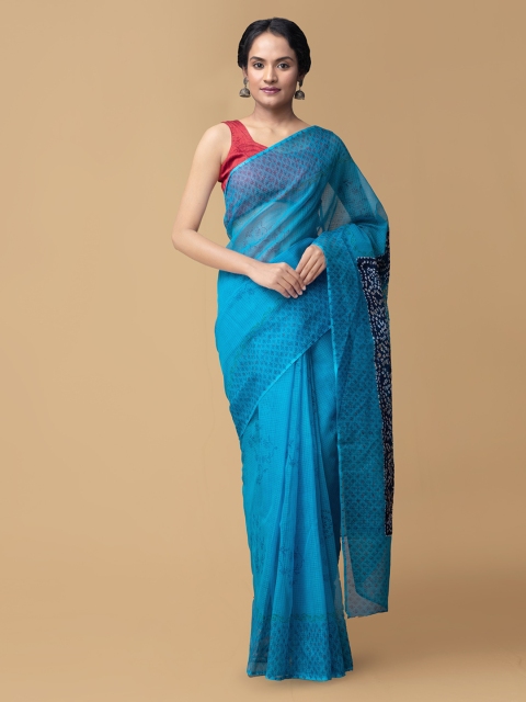 

Unnati Silks Blue Pure Cotton Printed Bandhani Saree