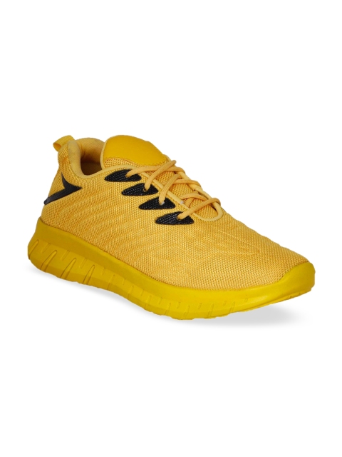 

AVAENS Men Mustard Yellow & Black Mesh Casual Sneakers