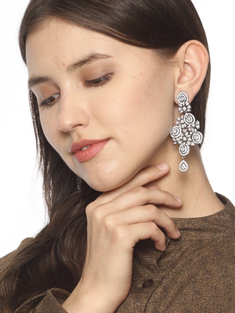 

MIDASKART Silver-Toned Contemporary Drop Earrings