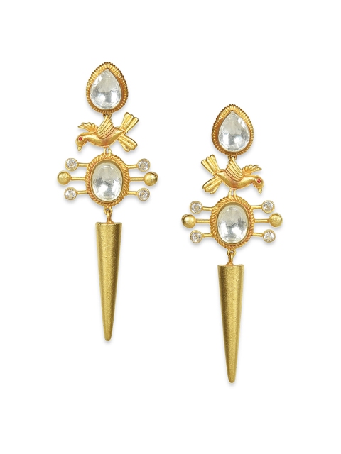 

MIDASKART Gold-Toned Contemporary Drop Earrings