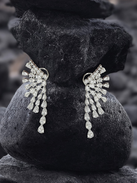 

MIDASKART Silver-Toned Contemporary Drop Earrings