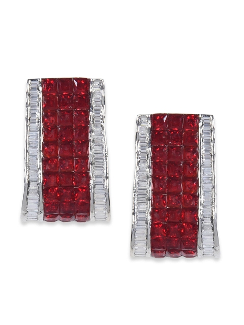 

MIDASKART Red & Silver-Toned Handcrafted Contemporary Studs