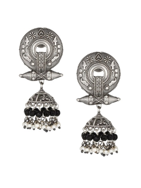 

MIDASKART Silver-Toned Classic Jhumkas