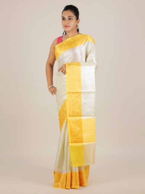 

Pothys Cream-Coloured Woven Design Cotton Blend Saree