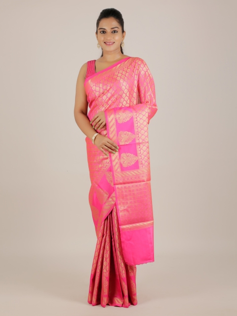 

Pothys Pink & Gold-Toned Cotton Blend Woven Design Saree