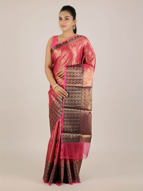 

Pothys Pink & Gold-Toned Cotton Blend Woven Design Saree