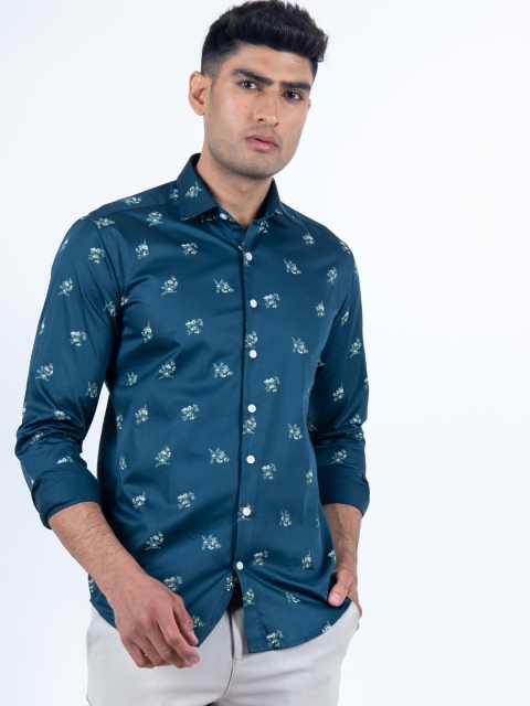 

Tistabene Men Blue Slim Fit Printed Giza Cotton Casual Shirt