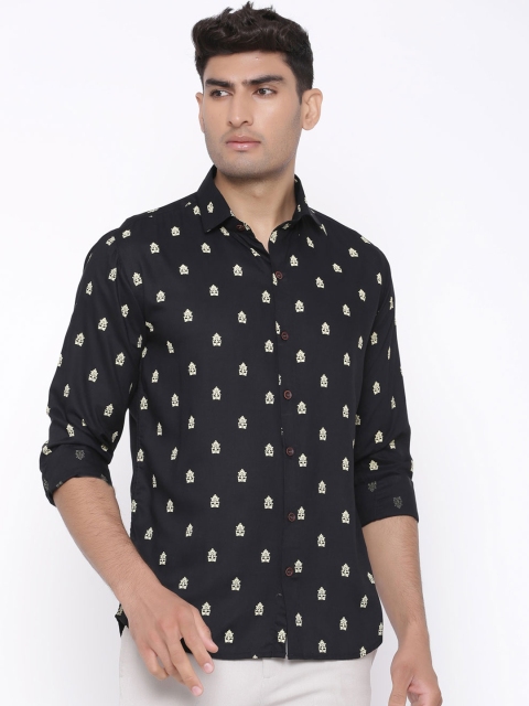 

Tistabene Men Black Slim Fit Printed Casual Shirt