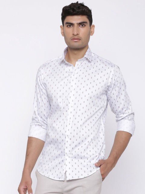 

Tistabene Men White Slim Fit Printed Casual Shirt
