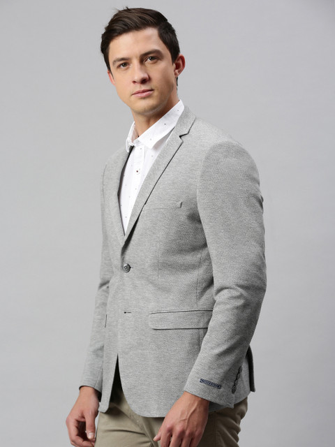 

Louis Philippe Sport Men Grey Self Design Single-Breasted Blazer