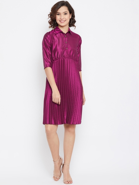 

U&F Women Purple Solid Sheath Dress
