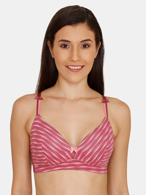 

Zivame Maroon & Pink Printed Non-Wired Non Padded T-shirt Bra ZI107UFASH00
