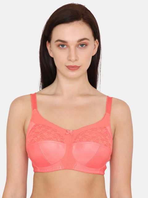 

Zivame Peach-Coloured Lace Non-Wired Non Padded Everyday Bra ZI010240X8A