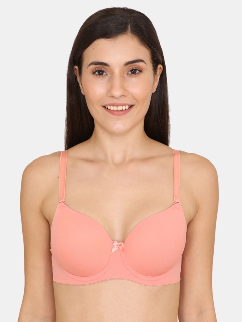 

Zivame Peach-Coloured Solid Underwired Lightly Padded T-shirt Bra ZI1489FASHAPINK