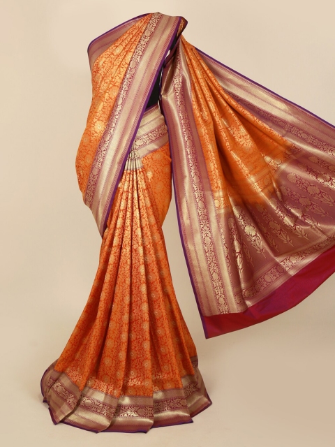 

Pothys Orange & Pink Pure Silk Floral Woven Design Banarasi Saree