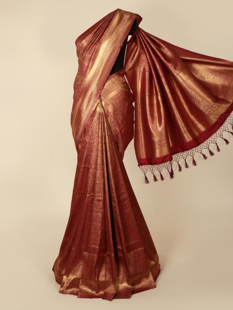 

Pothys Maroon & Gold-Coloured Jute Silk Woven Design Saree