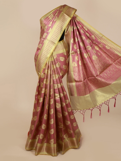 

Pothys Pink & Gold-Toned Cotton Blend Woven Design Saree
