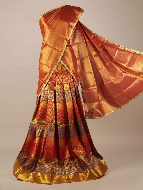 

Pothys Orange Woven Design Tissue Half Saree