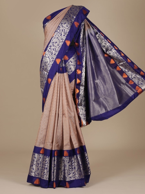 

Pothys Beige & Blue Pure Silk Printed Saree
