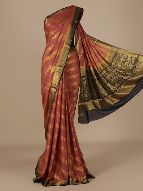 

Pothys Pink & Grey Poly Chiffon Woven Design Saree