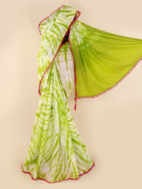 

Pothys Green & White Silk Cotton Dyed Saree