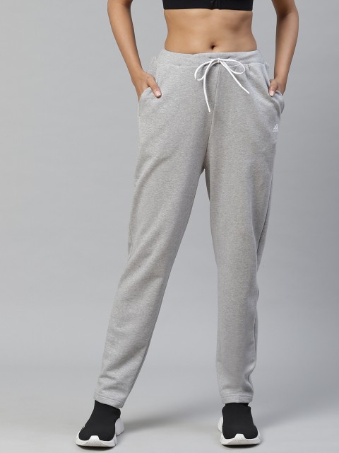 

ADIDAS Women Grey Melange & White Typography Print Back Detail Workout Cotton Track Pants