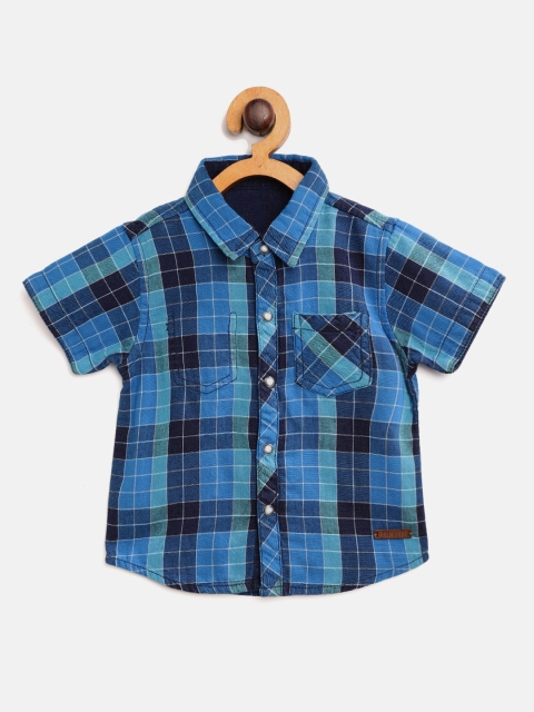 

Palm Tree Infant Boys Navy Blue Checked Pure Cotton Casual Shirt