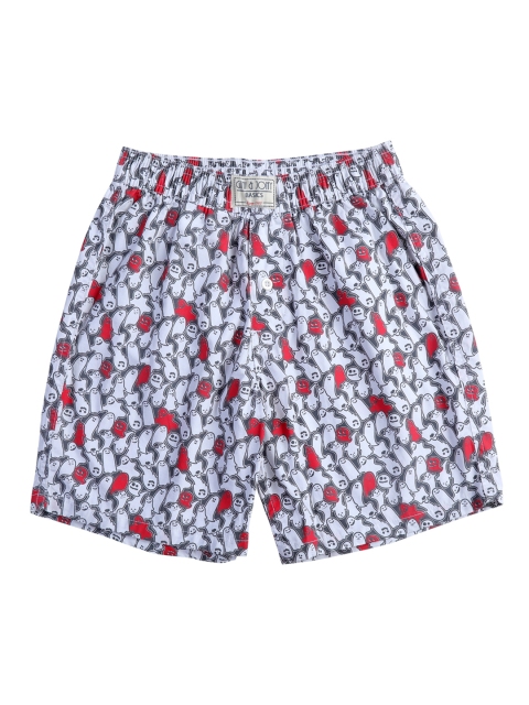

Gini & Jony Boys White & Red Ghost Print Pure Cotton Boxers