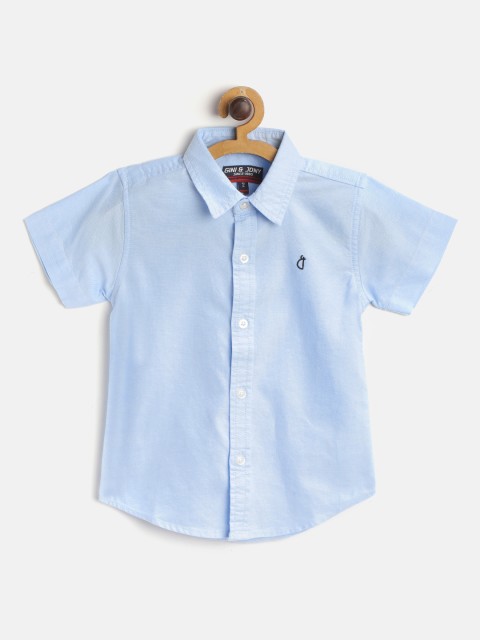 

Gini and Jony Boys Blue Pure Cotton Regular Fit Solid Casual Shirt
