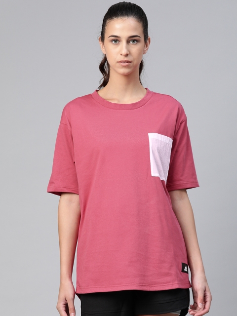 

ADIDAS Women Coral Pink Solid Sportswear Summer Pack T-shirt