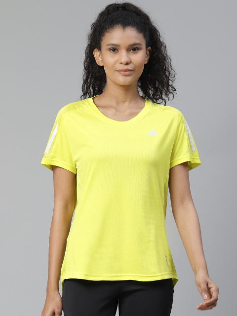 

ADIDAS Women Fluorescent Green Solid Own The Run T-Shirt