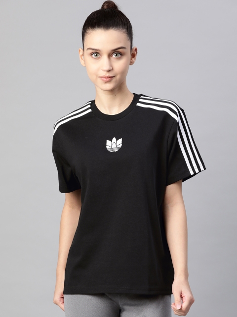 

ADIDAS Originals Women Black Solid Adicolor 3D Trefoil Loose Tee