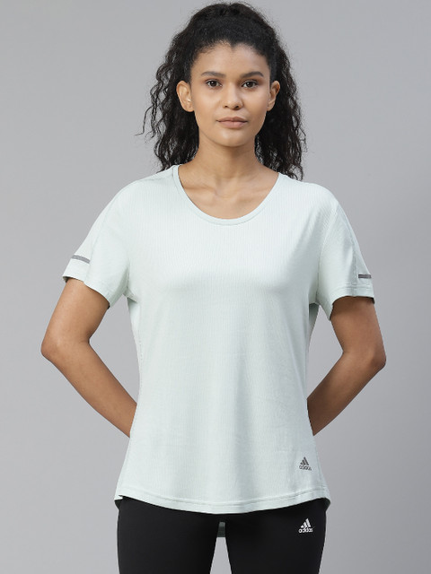 

ADIDAS Women Sea Green Solid IT Running T-shirt