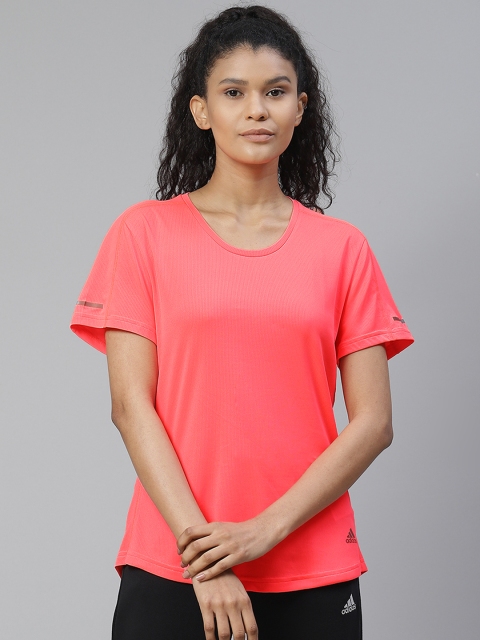 

ADIDAS Women Neon Pink Solid IT Running T-shirt