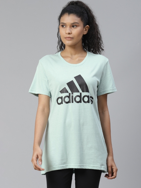 

ADIDAS Women Mint Green Pure Cotton Brand Logo Print Training Pure Cotton T-shirt