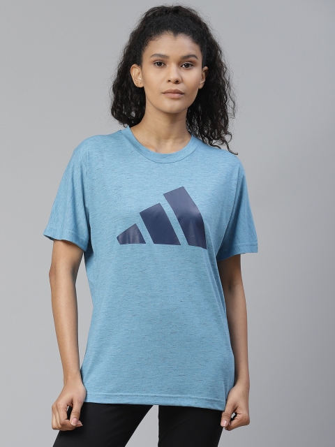 

ADIDAS Women Blue Winners 2.0 Brand Logo Print Round Neck T-shirt