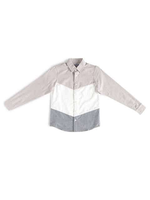 

Jack & Jones Boys White & Grey Slim Fit Colourblocked Casual Shirt